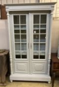 A late 19th century French grey painted display cabinet, width 122cm depth 50cm height 216cm