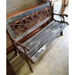 A Victorian style cast metal slatted garden bench, length 126cm, depth 58cm, height 81cm