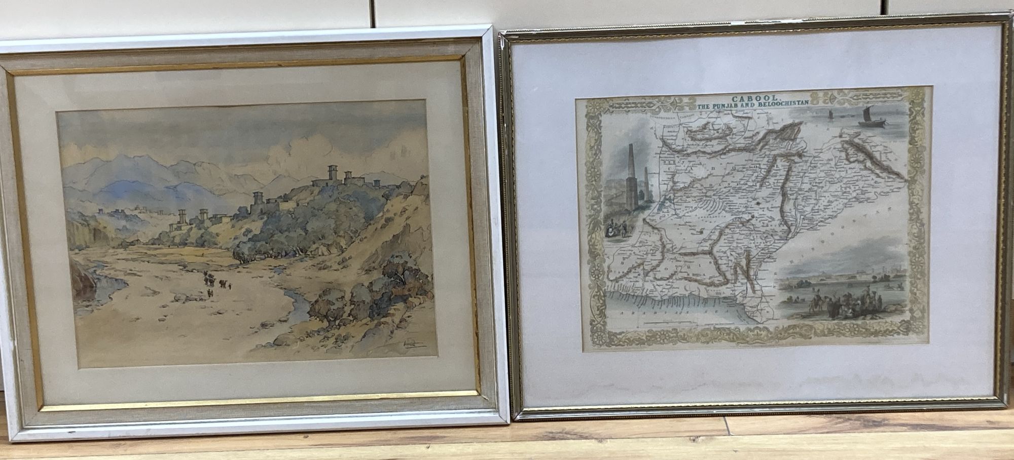 J & F Tallis, coloured engraving, Map of Cabool, The Punjab and Beloochistan and a hand coloured
