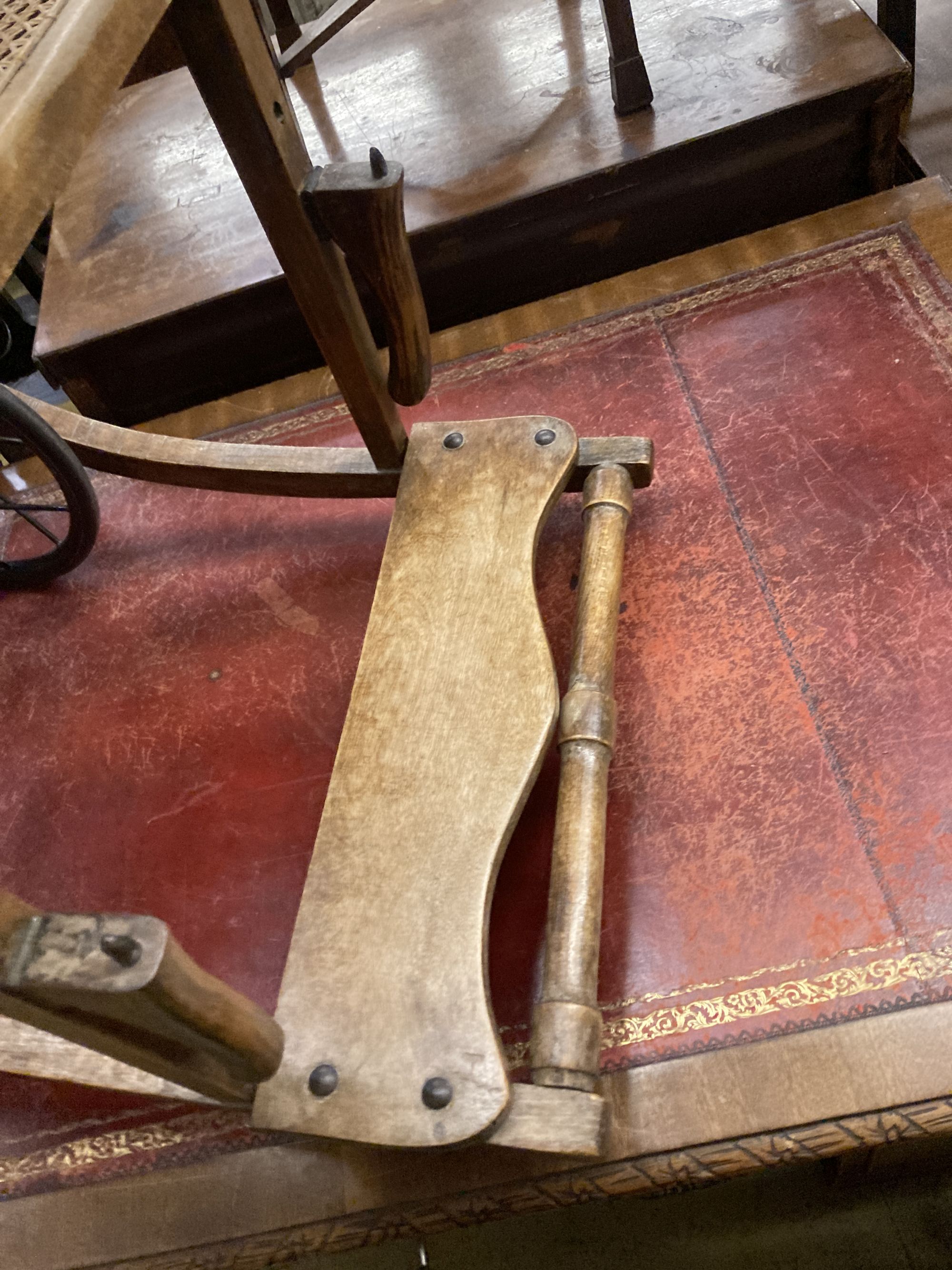 An early 20th century 'Wardway' caned beech invalid's chair, width 50cm, depth 80cm, height 118cm - Image 5 of 5