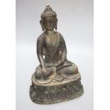 A seated bronze Buddha, height 28cm