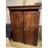 A Victorian mahogany two door wardrobe, width 145cm depth 56cm height 198cm