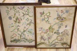 Two 1930's crewelwork panels