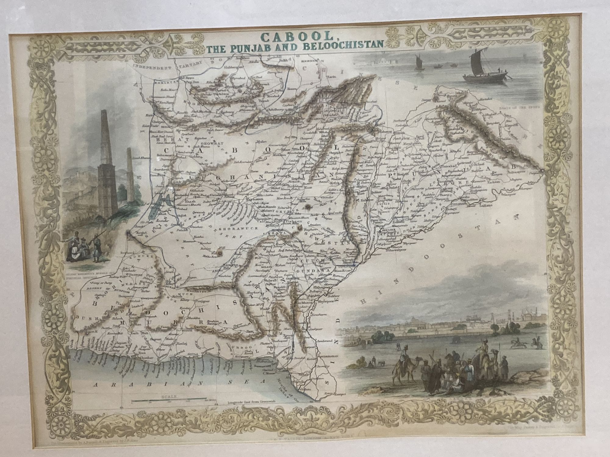 J & F Tallis, coloured engraving, Map of Cabool, The Punjab and Beloochistan and a hand coloured - Image 2 of 5