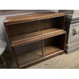 A pair of Minty style teak two section bookcases, width 89cm depth 29cm height 76cm