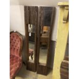 A pair of reclaimed wood rectangular wall mirrors, width 150cm height 25cm