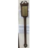 A George III style mahogany stick barometer, signed Thomas Wright, height 97cm