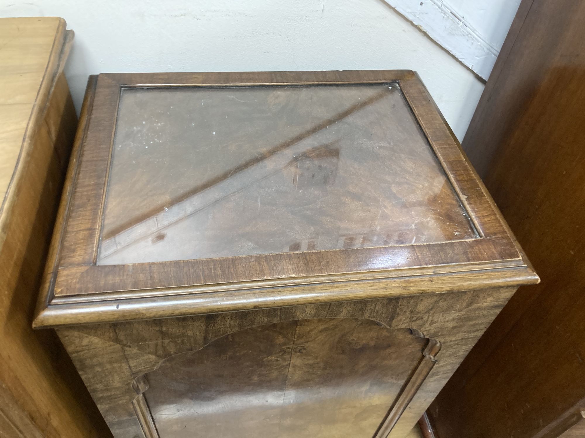 A Queen Anne revival walnut side cabinet, width 51cm, depth 42cm, height 93cm - Image 2 of 3