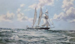 Montague Dawson, signed colour print, 'In Full Sail' - the training ship Sir Winston Churchill',