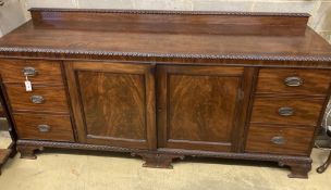 A late 19th/early 20th century Chippendale revival mahogany buffet, length 220cm, depth 61cm, height