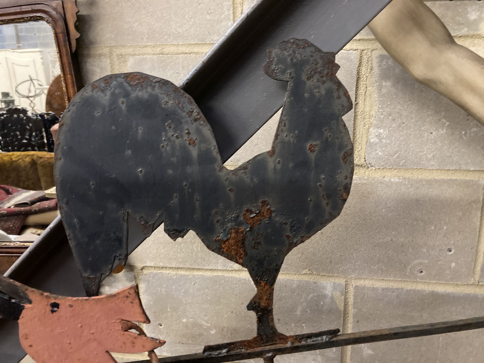 Three cast iron and metal weather vanes, largest 158cm high - Image 2 of 5