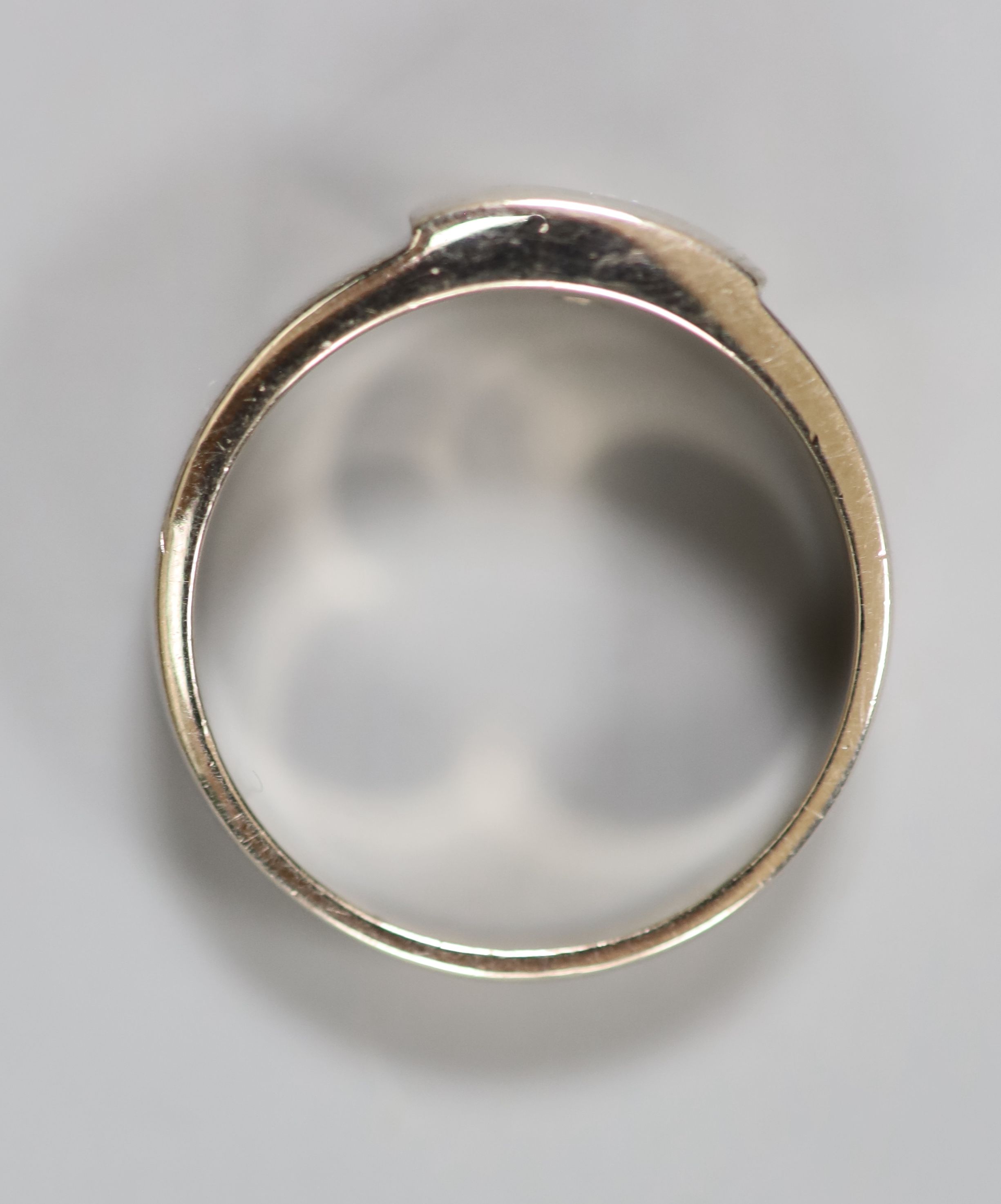 A modern white metal and gypsy set single stone diamond ring, size O, gross 8 grams. - Image 3 of 3