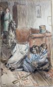 Frederick Townsend (1868-1920), ink and watercolour, book illustration, Christmas Morning, signed