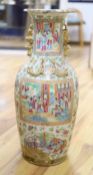 A large 19th century Cantonese famille rose vase, height 62cm (a.f.)