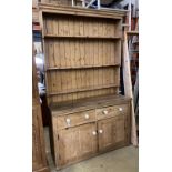 A Victorian pine dresser, length 141cm, depth 52cm, height 240cm