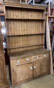 A Victorian pine dresser, length 141cm, depth 52cm, height 240cm