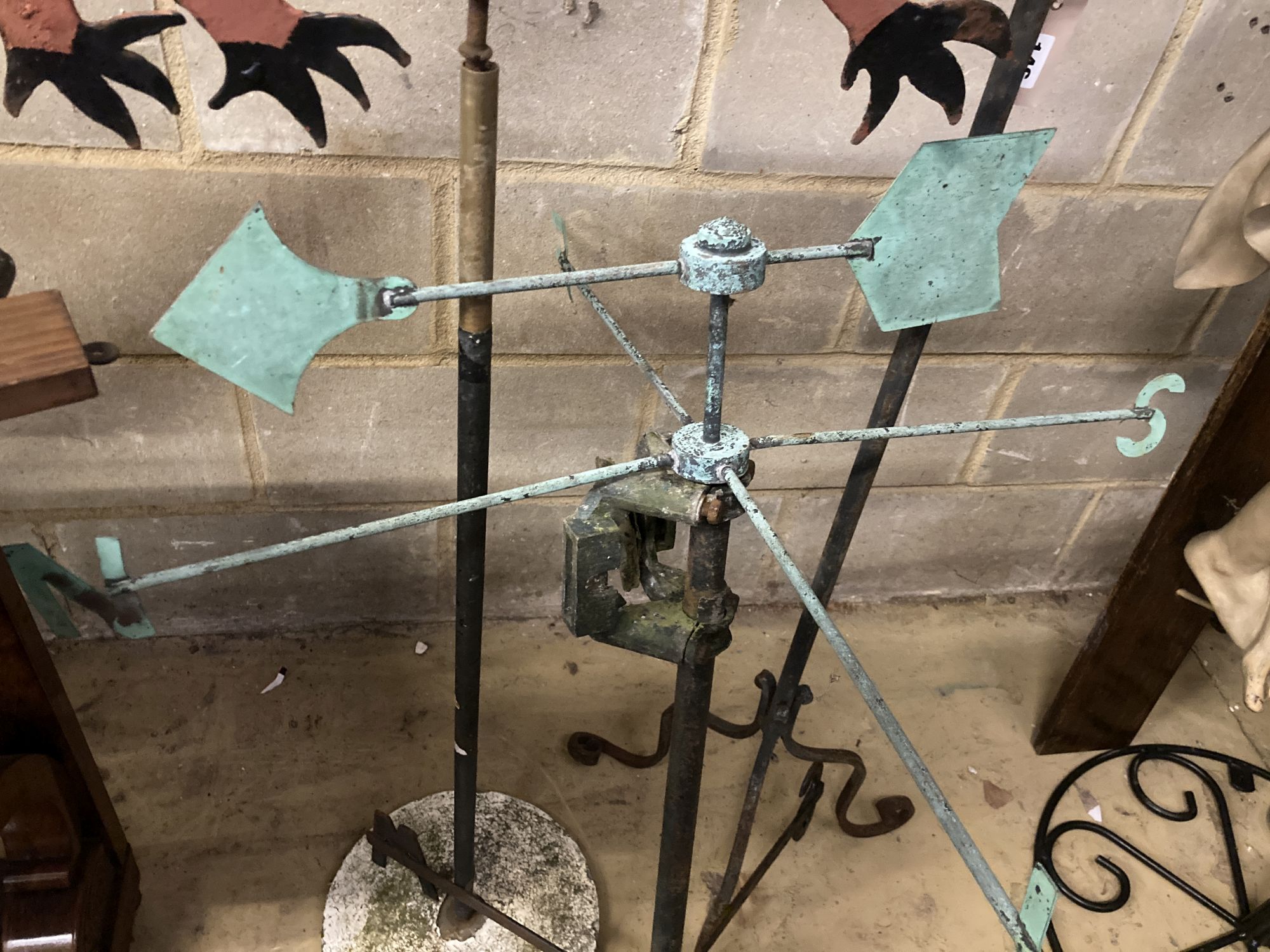 Three cast iron and metal weather vanes, largest 158cm high - Image 4 of 5