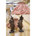 A pair of spelter figural table lamps