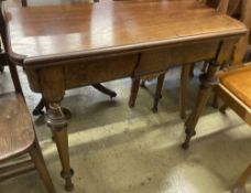 A 19th century Swedish walnut folding tea table, width 92cm, depth 46cm, height 78cm