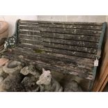 A Victorian style cast metal slatted garden bench, length 128cm, depth 58cm, height 70cm