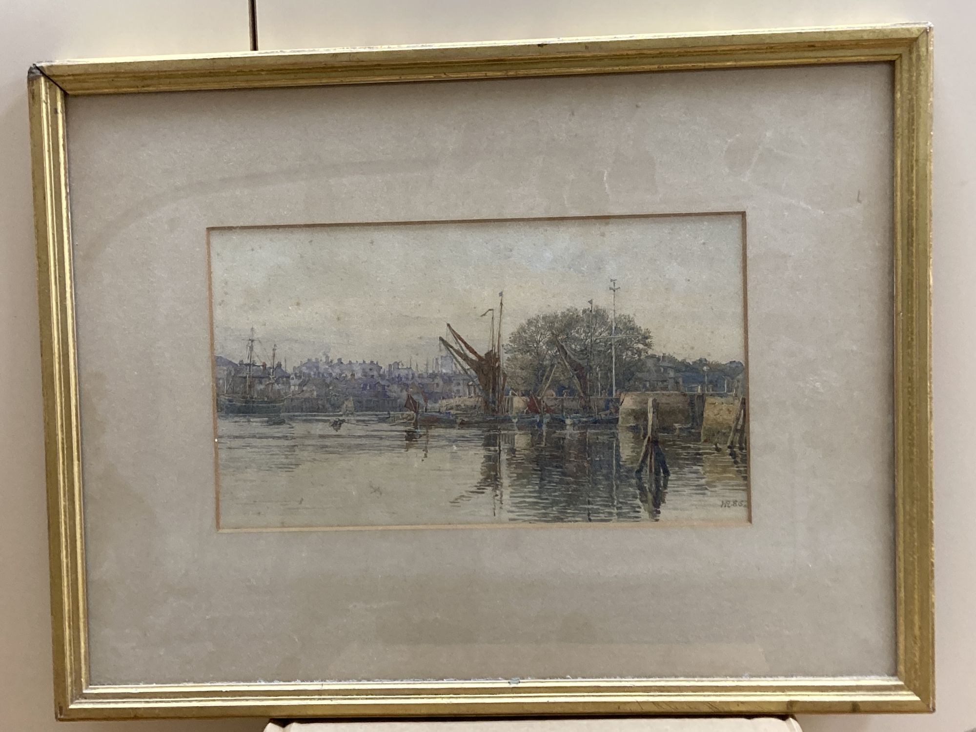 H.R. 1886, two watercolours, Harbour scene and View of a cornfield, monogrammed and dated, 17.5 x - Image 3 of 6