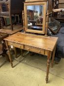 A pitched pine dressing table, width 96cm, depth 50cm, height 148cm