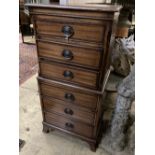 A small banded and inlaid mahogany tall chest of six long drawers, width 52cm depth 37cm height