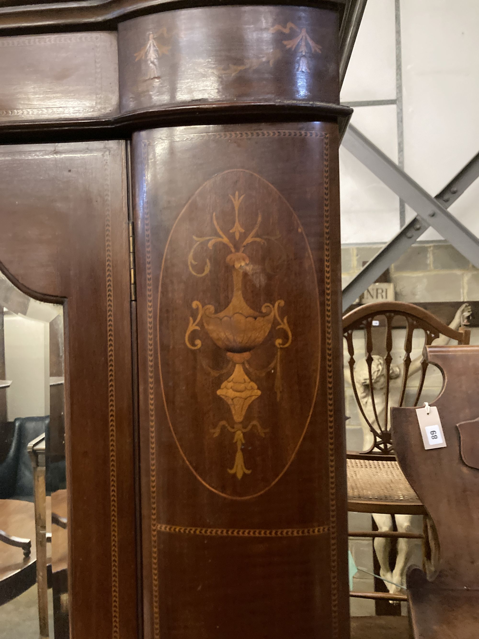 A Victorian inlaid mahogany mirrored wardrobe of two doors, length 146cm, depth 48cm, height 206cm - Image 3 of 5