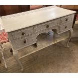 A painted kneehole dressing table, width 110cm depth 53cm height 78cm