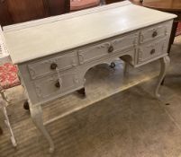 A painted kneehole dressing table, width 110cm depth 53cm height 78cm