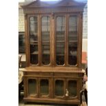 A Victorian oak library bookcase, length 160cm, depth 54cm, height 280cm