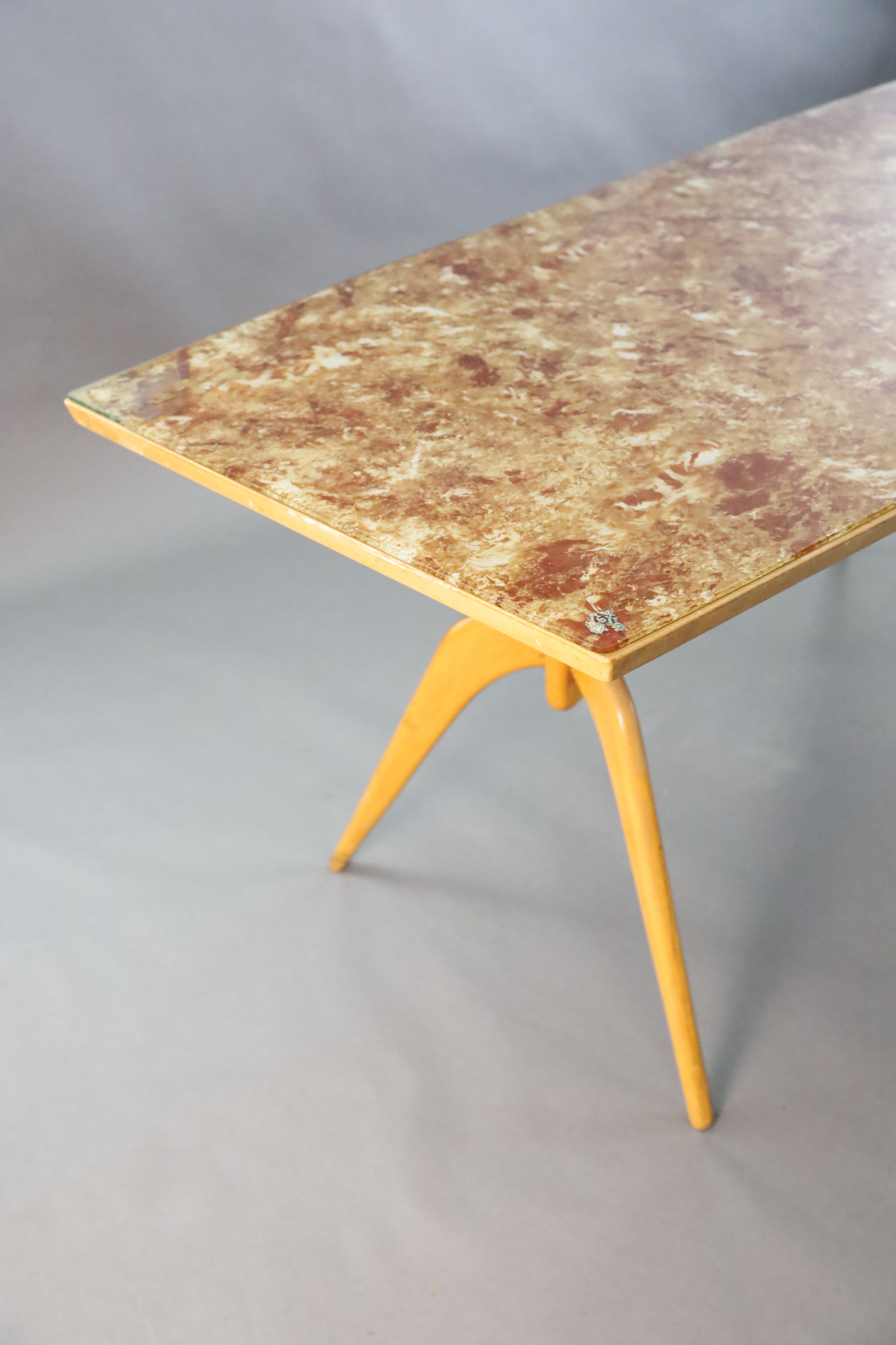 A Carlo Graffi and Franco Compo glass topped beech dining table, of canted rectangular form, with - Image 4 of 5