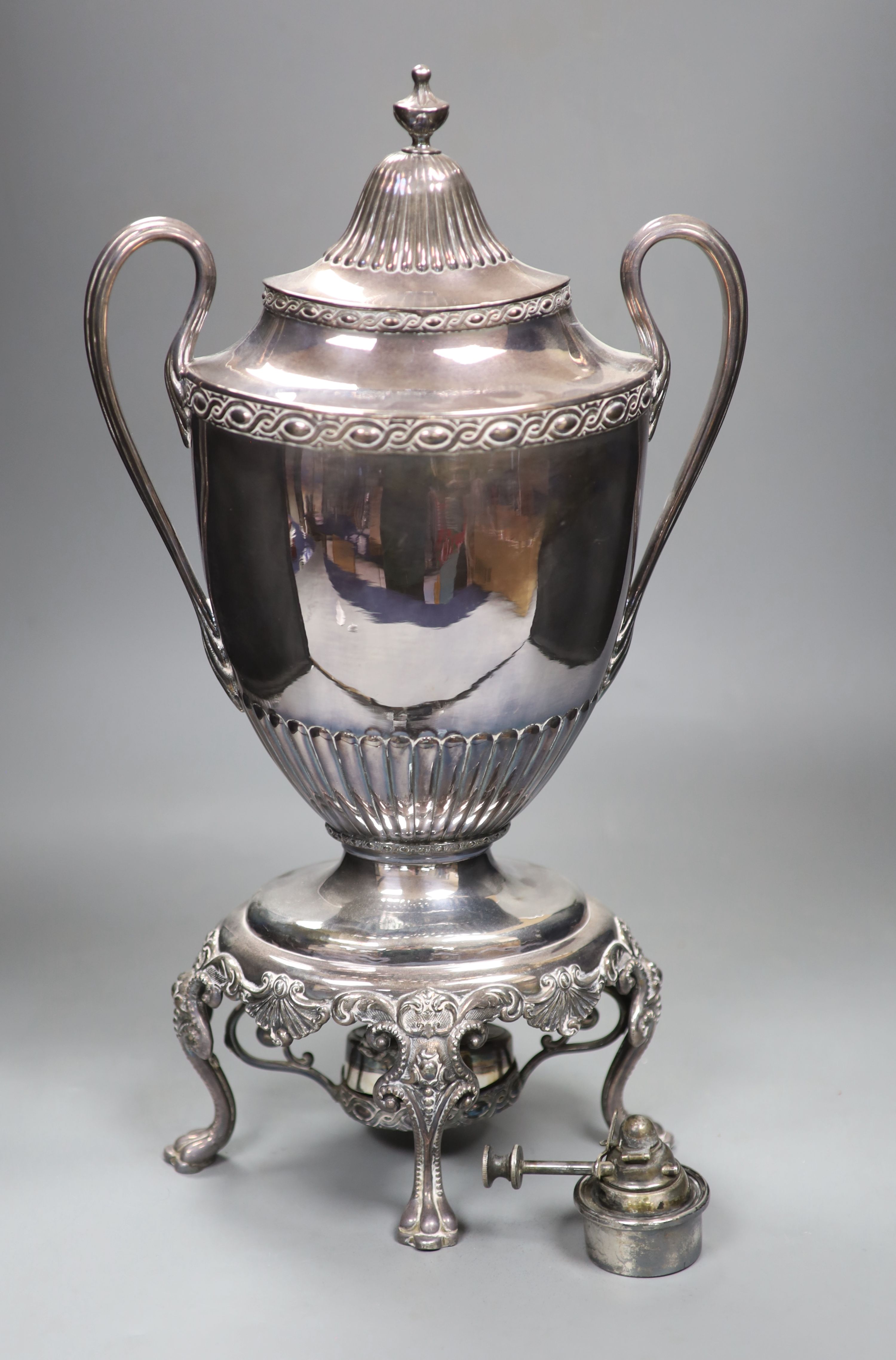A Victorian plated tea urn