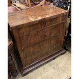 A late 19th century French mahogany commode, width 82cm, depth 47cm, height 85cm