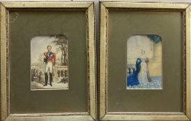 A pair of Baxter prints of Queen Victoria and Prince Albert, 15 x 9.5cm