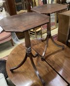 A pair of Regency style octagonal mahogany tripod wine tables, width 44cm depth 38cm height 72cm