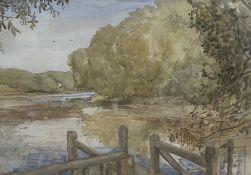 Philip Pimlott, watercolour and pencil, 'River Beaulieu 1927', signed 28 x 40cm
