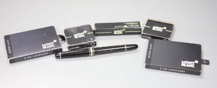 A Mont Blanc Mystery fountain pen and spare cartridges