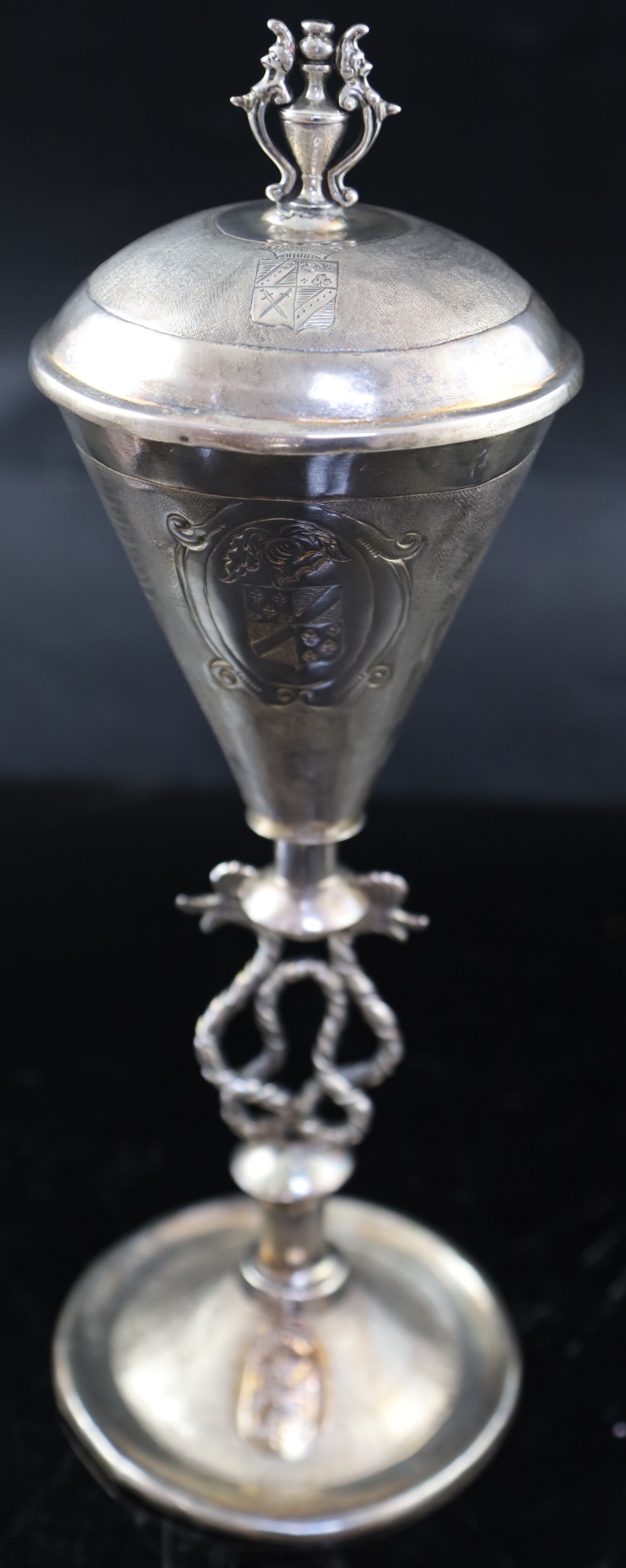 A Continental white metal cup and cover, 35.5cm, 14.5 oz, a 19th century two handled Old Sheffield - Image 8 of 17