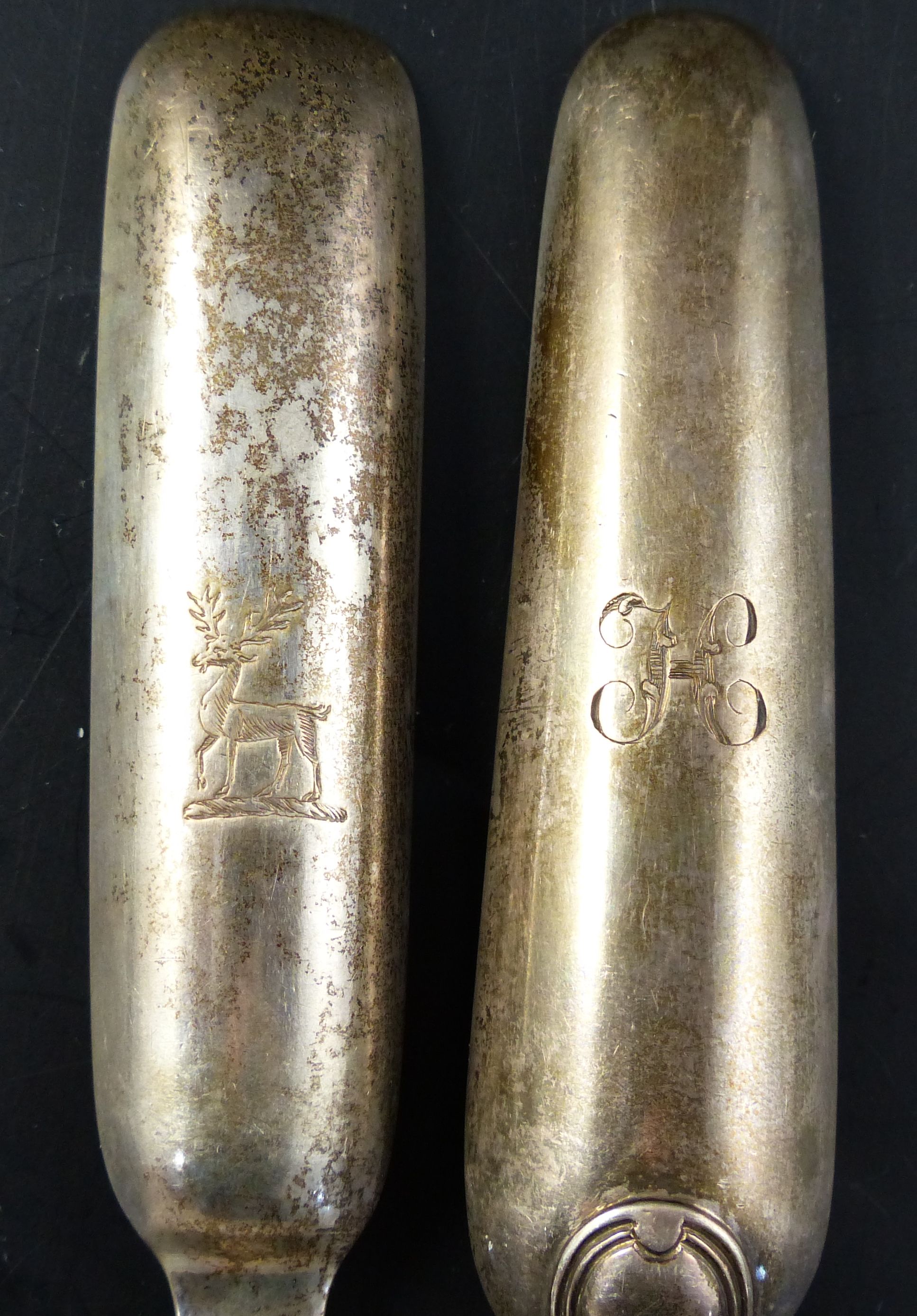 Two 19th century silver marrow scoops, thread pattern by Eley, Fearn & Chawner, London, 1808 and - Image 3 of 7