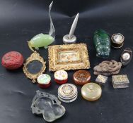 A group of assorted small boxes and objects d'art including ivory and tortoiseshellCONDITION: - late