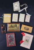 Ten assorted 19th century needle cases including Mauchlineware, embossed leather and carved