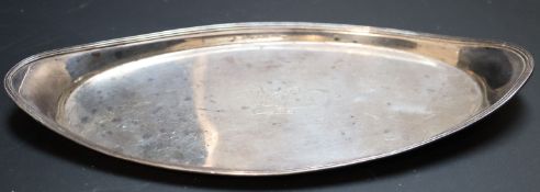 A George III oval silver snuffer stand, John Emes, London, 1801, with engraved crest, 23.3cm, 4.