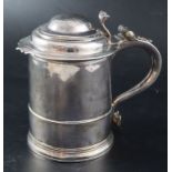 A late Queen Anne silver tankard, maker R?, London, 1713, 17.4cm, 21.5oz (a.f.).CONDITION: Quite