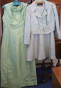 A pale green silk dress and jacket, labelled Louis Feraud, size 12 and a mint green silk and