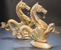 A pair of Venetian brass seahorse gondola finials, height 31cmCONDITION: 19th century brass feet