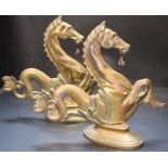 A pair of Venetian brass seahorse gondola finials, height 31cmCONDITION: 19th century brass feet