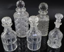 Five assorted Victorian and later cut glass decantersCONDITION: - a pair of ring collar decanters,
