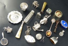 Nine assorted mainly early 20th century continental white metal miniature items including watering