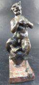 After Frederick Pomeroy (1856-1924). A 19th century Italian bronze model of a satyr playing pan